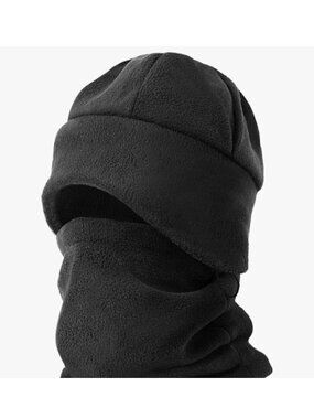 Cyberrock Unisex Black Winter Beanie & Neck Warmer Set Fleece Lined Adjustable